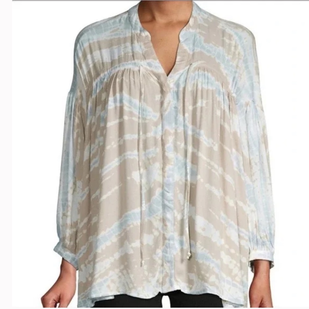 Young Fabulous & Broke Tie Dye Top Long Sleeve Drawstring Shirt Relaxed